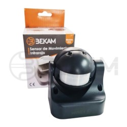 Sensor Movimiento Negro 180° - Bekam