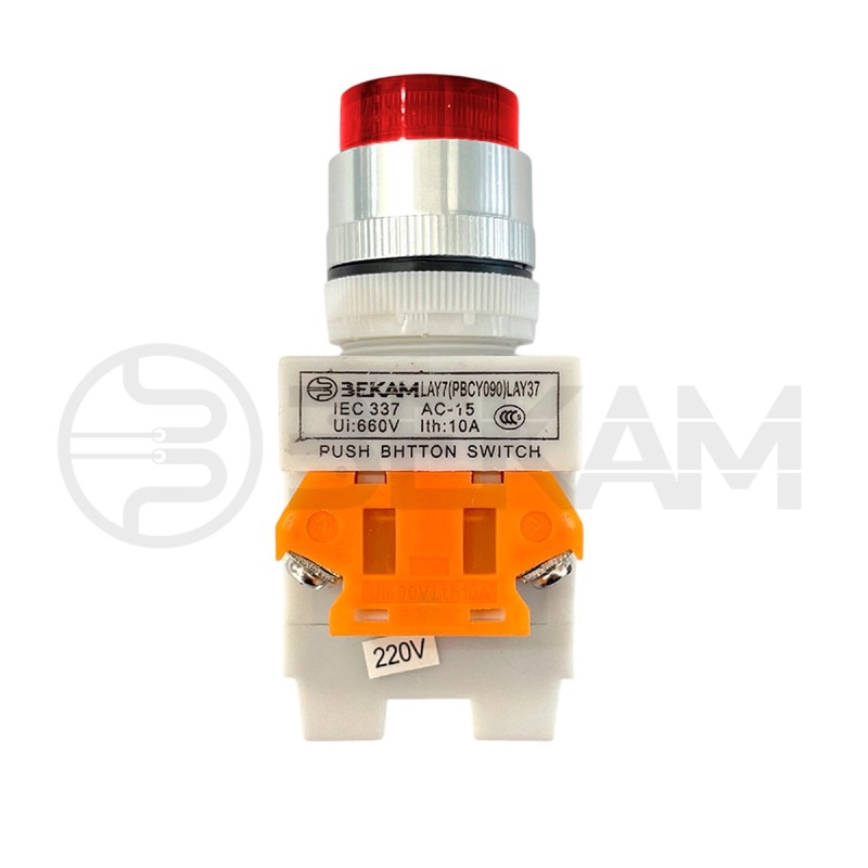 Pulsador Rojo Luminoso 22mm - Bekam